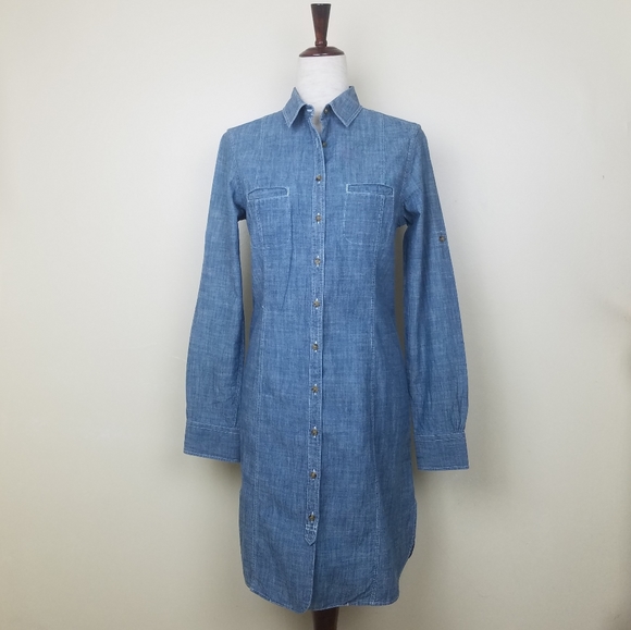 Brooks Brothers Chambray Shirt Dress Size 8 - Picture 2 of 8